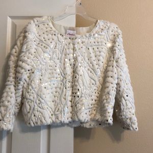 Candies White Faux Fur Evening Jacket